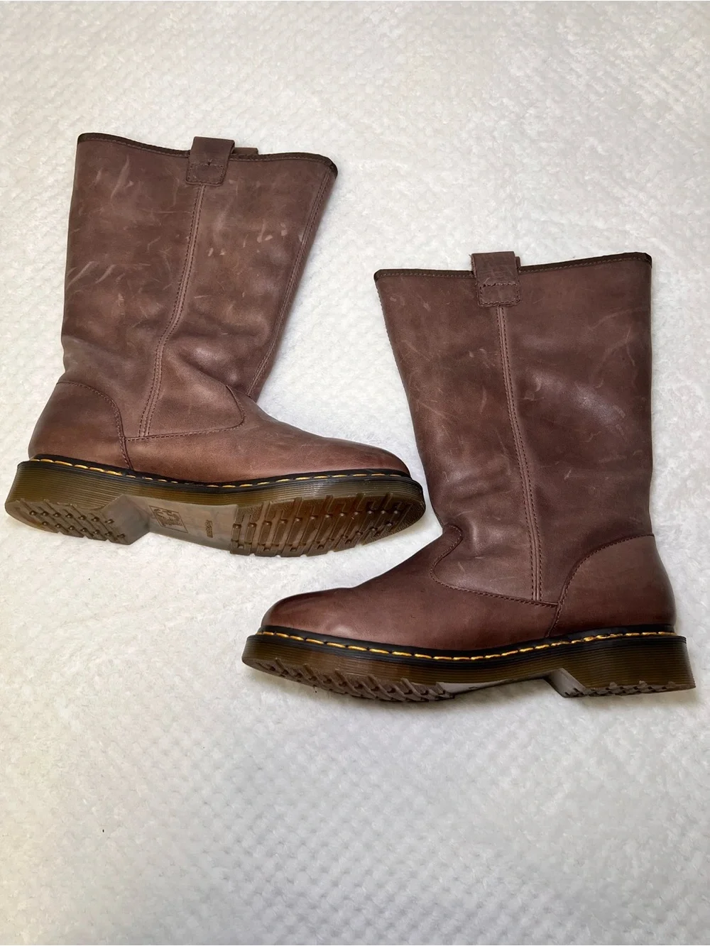 Dr. Martens Brown Leather Pull-On faux fur lined Boots